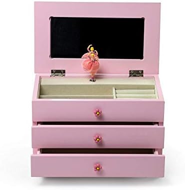Adorável garota rosa espaçosa Ballerina Ballerina Wooden Jewelry Box - Alice por Mele & Co. - Muitas músicas para