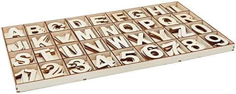 Letras e números de madeira inacabados, bandeja de armazenamento, alfabeto de 2 polegadas