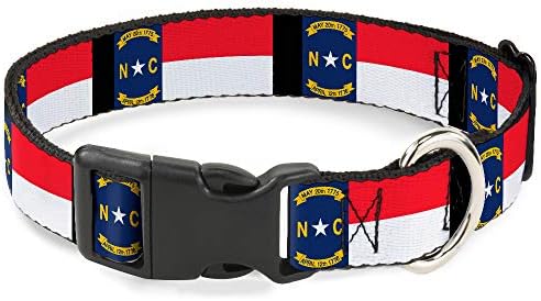 Buckle-Down Collar Breakaway Carolina do Norte Bandeira preta de 9 a 15 polegadas 0,5 polegadas de largura
