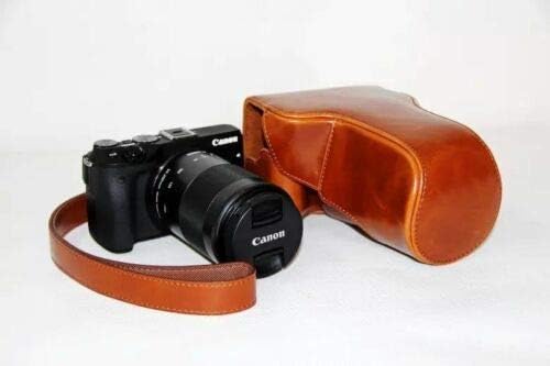Caixa protetora de couro PU, bolsa para câmera Canon EOS M3+ lente de 18-55mm