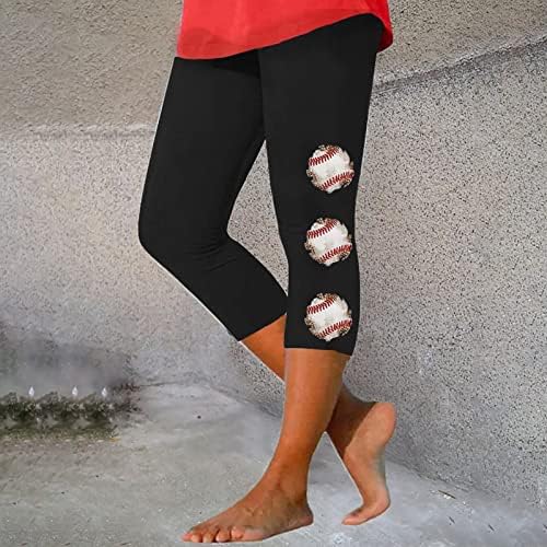 Baseball Print Yoga Workout Leggings Para mulheres perneiras de cintura alta