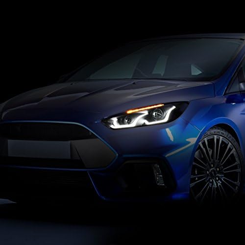 Compatível com o Ford Focus dual u-halo drl+led sinalizador preto projector farol sinal limpo+luz de nevoeiro len len