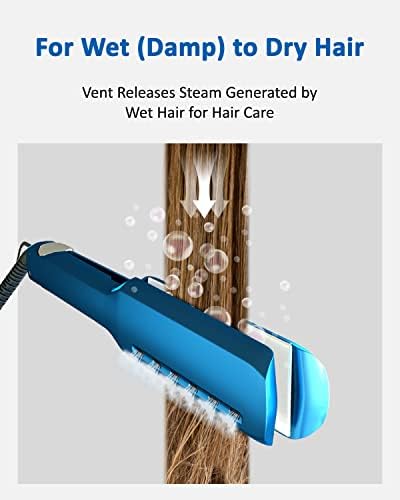 Alisador de cabelo de nano titânio, 1,7 largura de largura e 1 MCH de aquecimento rápido de alteração para todos os tipos de cabelo, azul e preto