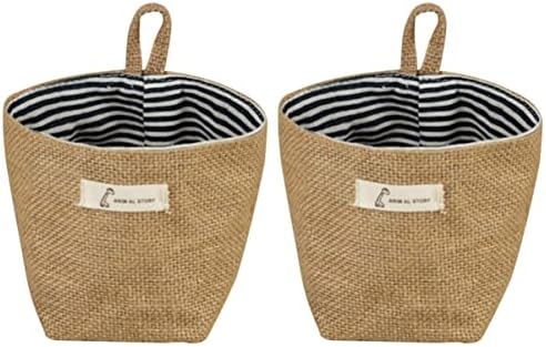 Saco de lixeira de 2pcs de curta duração em vaso para prateleira de banheiro decorativo saco de saco de algodão da família- cozinha de flor pequena mochila de panela: saco de saco: pequena porta de montagem de planta de linho