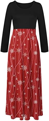Vestido de manga longa de Natal Mulheres Casual Camiseta Vestidos de Caminhão Falto Vestido de Piso macio de inverno