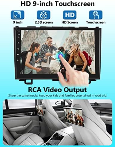 Estéreo de carro para Honda CRV 2007 2008 2009 2010 2011 com Apple Wireless Apple CarPlay, Tela de toque de 9 polegadas Radio de carro Android com câmera de backup e Suporte ao microfone externo Navigação GPS