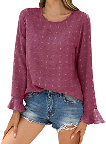 ANIYWN TOPS PARA MULHERES CASUAL CASUAL BLUSES DE CHIFFONS DOT PRIMA