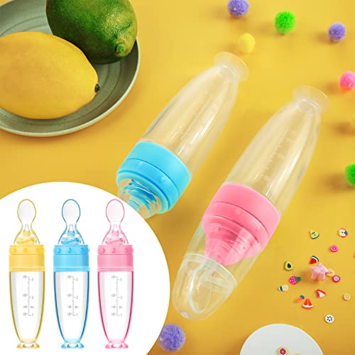 3 peças Baby Silicone Feeding Bottle Spoon alimentador de comida com base permanente para dispensação e alimentação infantil