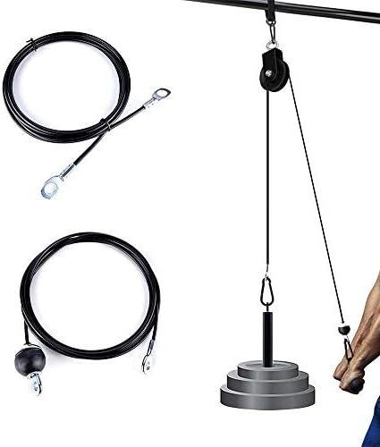 Cabo de polia de fitness aikesiway, acessórios para máquinas de cabo de substituição, acessórios de polia de cabo para academia -espessura de 5 mm de aço pesado cabo de aço para a máquina de polia de ginástica de ginástica em casa