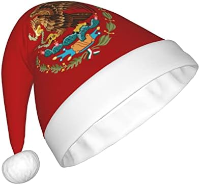 Zaltas Bat de armas do México Chapéu de Natal para Adultos Soft confortável Chans de Papai Noel para materiais de festas