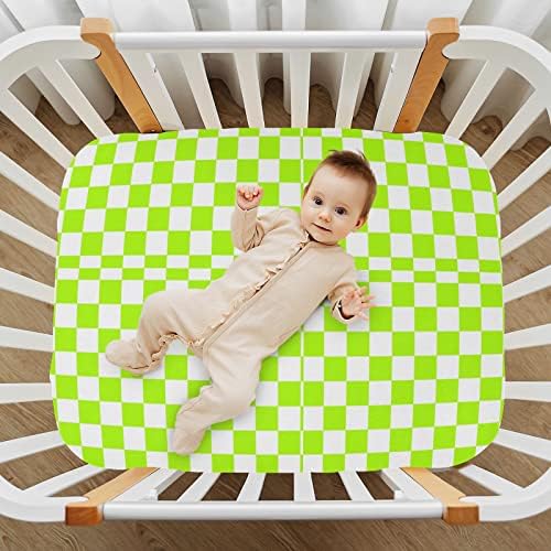 UMIRIKO Green White Packerboard Pack n Play Baby Play Playard Sheets, Mini Crib Sheet para meninos Capas de Meninas de