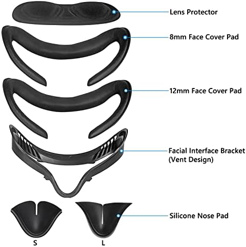 Suporte de interface facial de VR para Oculus Quest 2, substituição não deslizante da tampa da face de substituição e lente protetora e anti-Leakage nariz Pad Custom