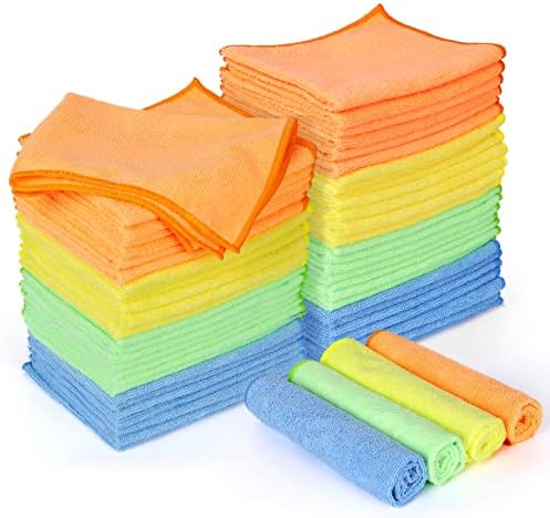 Pano de limpeza de microfibra MIDYB, trapos de limpeza absorventes de 48 pacotes, toalhas de limpeza com 4 cor, panos sem estrias