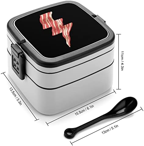 Alimentado por Bacon Thunder Lanch Box portátil Bento Box de camada dupla de grande capacidade Contêiner de alimentos com colher