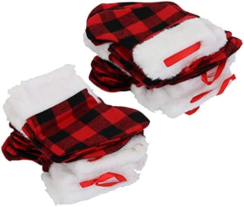 Mini meias de Natal de iconikal, 6 polegadas, xadrez de búfalo vermelho, 24-pacote