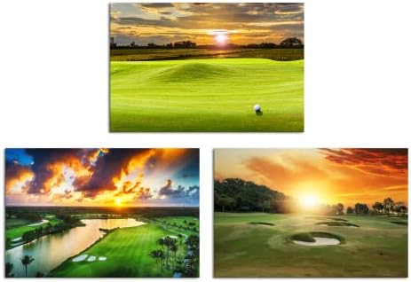 Yeilnm 3 peças Arte da parede de Golf Wall Sports Modern Sports Print Sunset Landscape Picture Painting Leisure Obra