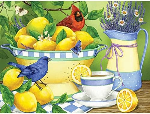 Kits de pintura de diamante 5D de limão para adultos e crianças, pintura de strass de frutas por kits de números redondo strass bordados de bordado cruzamento artes artesanato decoração de parede 40x30cm/15.75x11.81 '' '