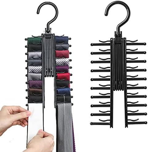 5 PCs Tie Hanger - Organizador de cinto para homens, organizador de armazenamento de cintos, 20 ganchos, cabides de prateleiras de