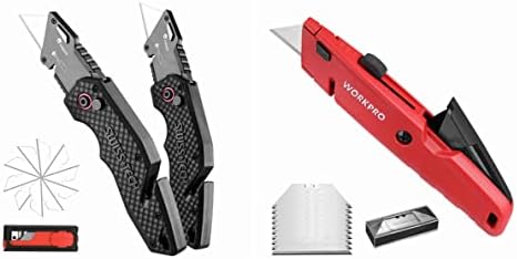 Swiss+Tech Utility Knife Set e WorkPro Cutter de caixa retrátil com 23pcs SK5 Blades Extra