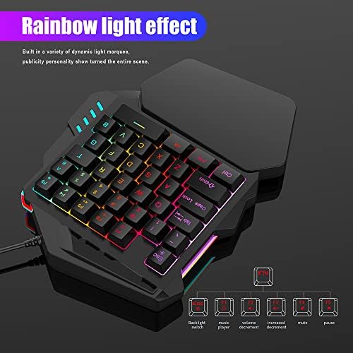 Teclado do docooler e combinação de mouse - teclado para jogos com uma mão 35 teclas LED Backlight + Mouse de jogos com fio com