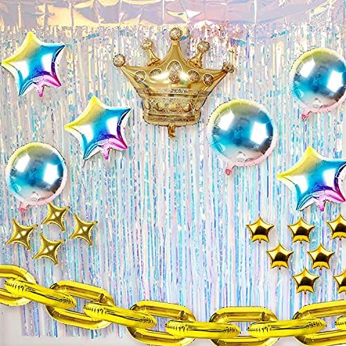 Juyun 26 PCs 16 polegadas Balões de corrente de ouro Hip Hop tema de alumínio balão de alumínio gradiente de jumbo gradiente