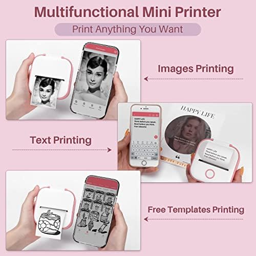 MEMINKING T02 Pocket Presster- Mini Printina de recibo térmica portátil da impressora móvel Bluetooth Bluetooth e T02 Thermal