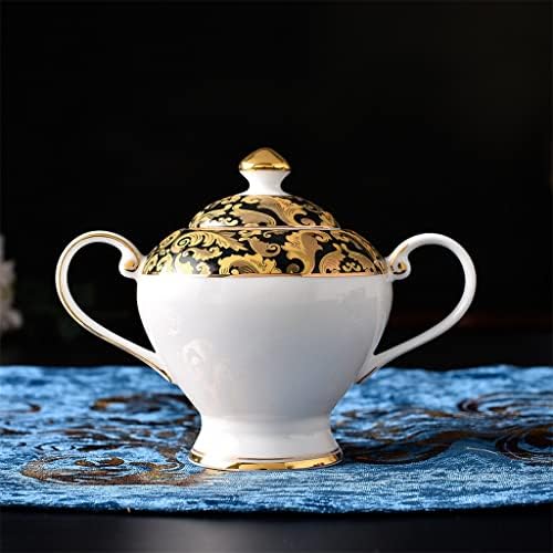 GENIGW 15 PCS Classic Style Ceramic Tea Conjunto de porcelana de ouro conjunto para chá da tarde 6 pessoas
