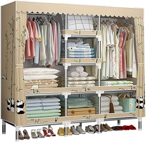 Pano portátil de guarda -roupa, armário de armazenamento de armário independente armário de pano de prateleira extra e armário