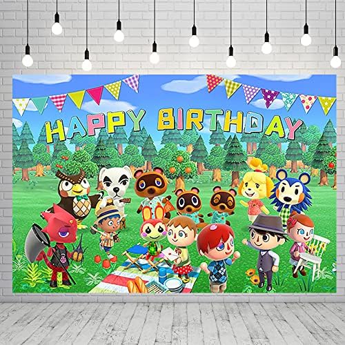 Cenário de Crossagem de Animal para Festas de Aniversário de Festas 59x38in Animal Crossing Banner para decoração de festa