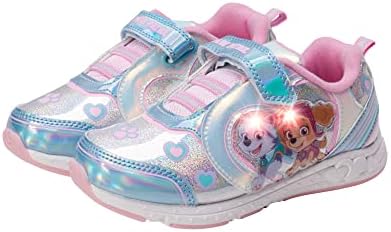 Nickelodeon Girls Paw Patrol Shoes- Kids Criandler Light Up Sneakers- Led Skye e Everest Slip-On Tennis Lightweight Personagem Bléssica de Runção Atlética