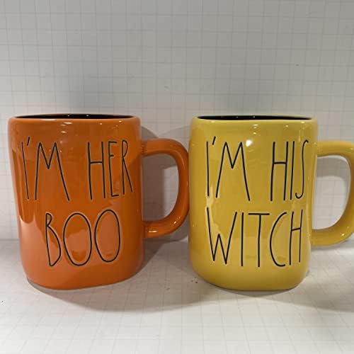 Rae Dunn Eu sou seu boo + eu sou sua caneca de bruxa conjunto de 2 - Halloween - Copo de café - Cerâmica - 16 oz