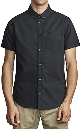 RVCA Men's que farão a camisa de botão de manga curta esticada