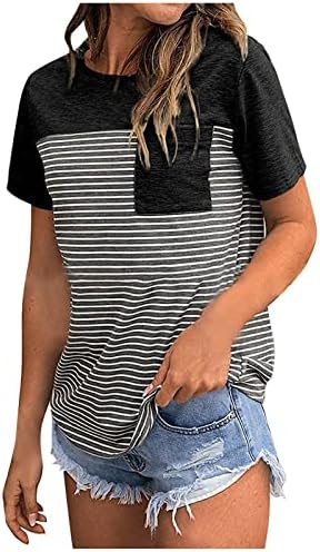 Blouses for Women Casual Casual Casual T-shirts Camisetas de manga curta Blouses de pescoço redondo verão Tops de