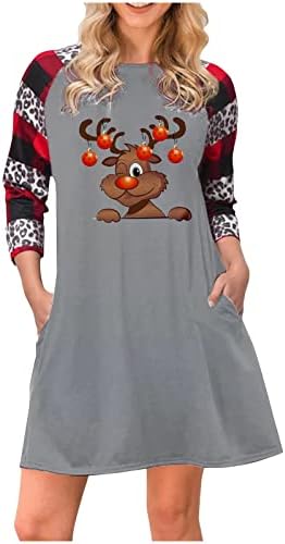 Vestidos de natal Nokmopo para mulheres túnica de pescoço redonda de pesco