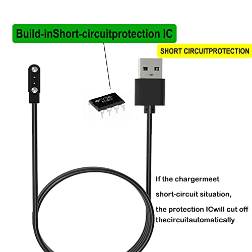 Chargers compatíveis com Agptek LW11, Moowhsh, Grv R01, Lovtutu LW36 ROND Smartwatch 、 P32 P36 P36A/B Cabos de carregamento de