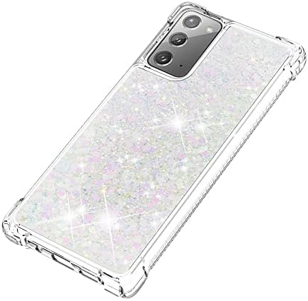 Capa de capa de telefone Compatível com capa de glitter com Samsung Galaxy Note 20 Case compatível com mulheres meninas feminino brilho líquido de luxo flutuante e transparente tpu macio TPU Sacos de capa