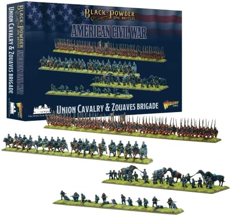 Wargames entregues - Batalhas épicas em pó preto - Cavalaria da União Americana da Guerra Civil e Zouaves Brigada 28mm