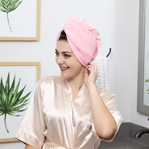 Pipiz 4 Pack Microfiber Hair Toard Wrap for Women, toalhas de secagem de cabelo super absorventes, toalha de turbante anti-frisinha para cabelos longos molhados rosa