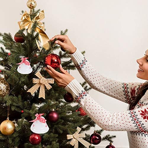 Soimiss 10pcs Jingle Bells Decoração de casamento Decoração de árvore de Natal Ornamentos Retro Bell com fita