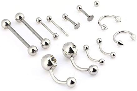 20pcs/set kit de piercing profissional kit de ferramenta de língua nariz de barriga de jóias corpora anéis de piercing dencoragem