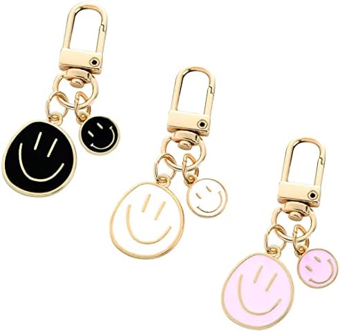Hosby 3 PCs Smile Expression Keychains for Women Bag Charms Key Chains Car Key Pingente para Decoração de bolsas de bolsa de