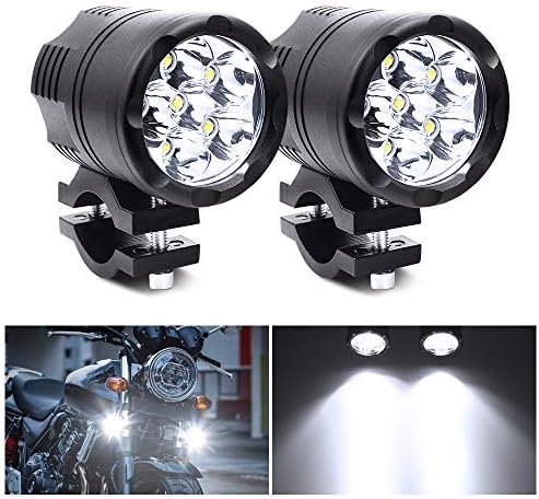 Biqing 2pcs Universal 60W Motocicleta Spotlights Faróis LEDs, 6 LEDS Luzes de nevoeiro de moto de moto Luzes de nevoeiro Auxiliar Luzes