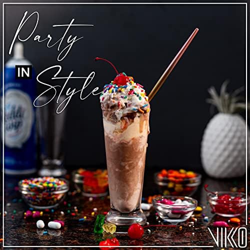 Vikko 6 oz de milkshake, conjunto de 6 copos de parfait, xícaras de milk -shake, óculos de sobremesa de sundae de sorvete, copo de