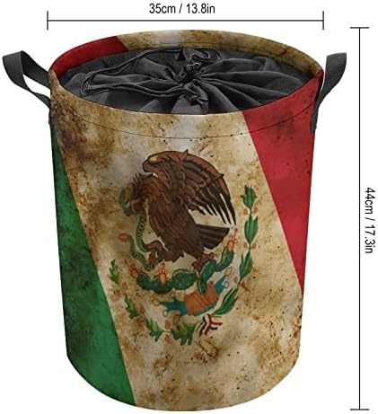 Bandeira grunge do México Cesta de lavanderia dobrável México Lavanderia cesto de lavanderia Organizador de brinquedos