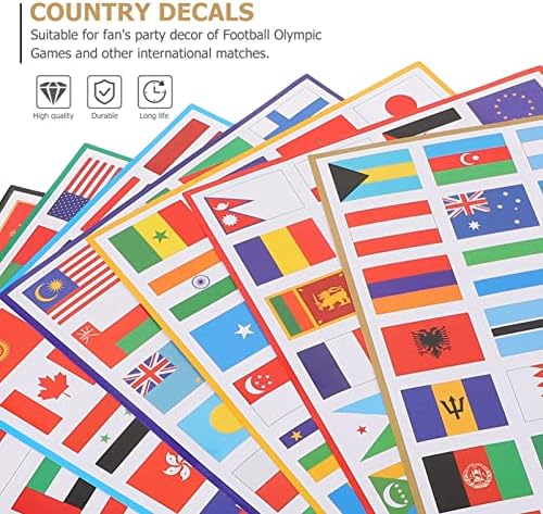 Toyvian 7 folhas de adesivos de bandeira de bandeira mundial adesivos de sinalizadores country países sinalizadores adesivos de viagem