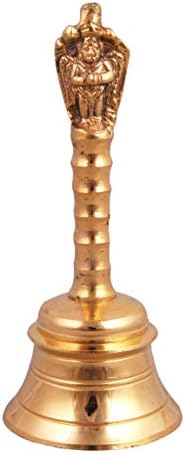 Shiv Shakti Arts® Hand - Designer criado Bell de latão puro/ghanti {comprimento - 5,25 polegada} - Nagpari, ouro