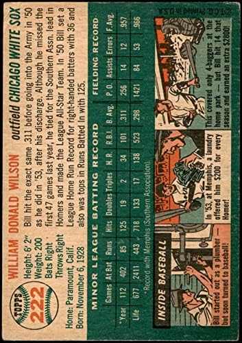 1954 Topps 222 Bill Wilson Chicago White Sox VG+ White Sox