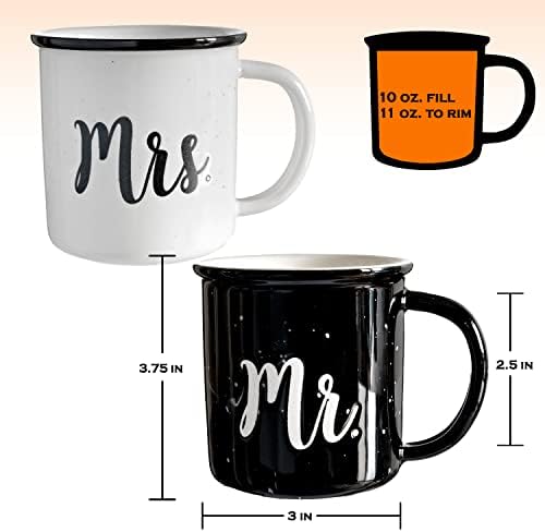 Sra e Sra. Canecas 11 onças, canecas de café em cerâmica de fogueira, caneca de café para novidades, Sr. e Sra. Coffee Canets, canecas de café exclusivas, Sr. e Sra.