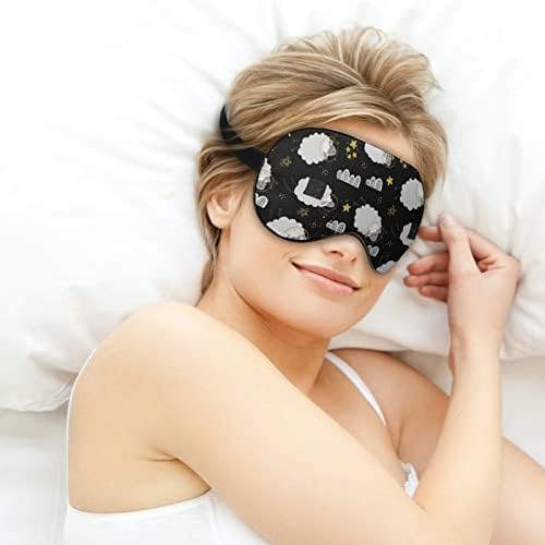 Máscara ocular de estrelas do ovelha espacial para o blackout da noite de cegos com cinta ajustável para homens mulheres viajam