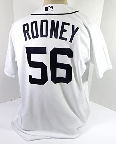 2009 Detroit Tigers Fernando Rodney 56 Jogo emitido POS Usado White Jersey 48 610 - Jogo usou camisas MLB